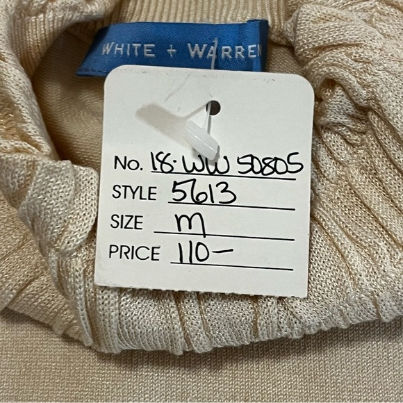 White + Warren Silk Blend Mock Neck Pullover Longsleeve Top Cream Medium - Picture 15 of 16